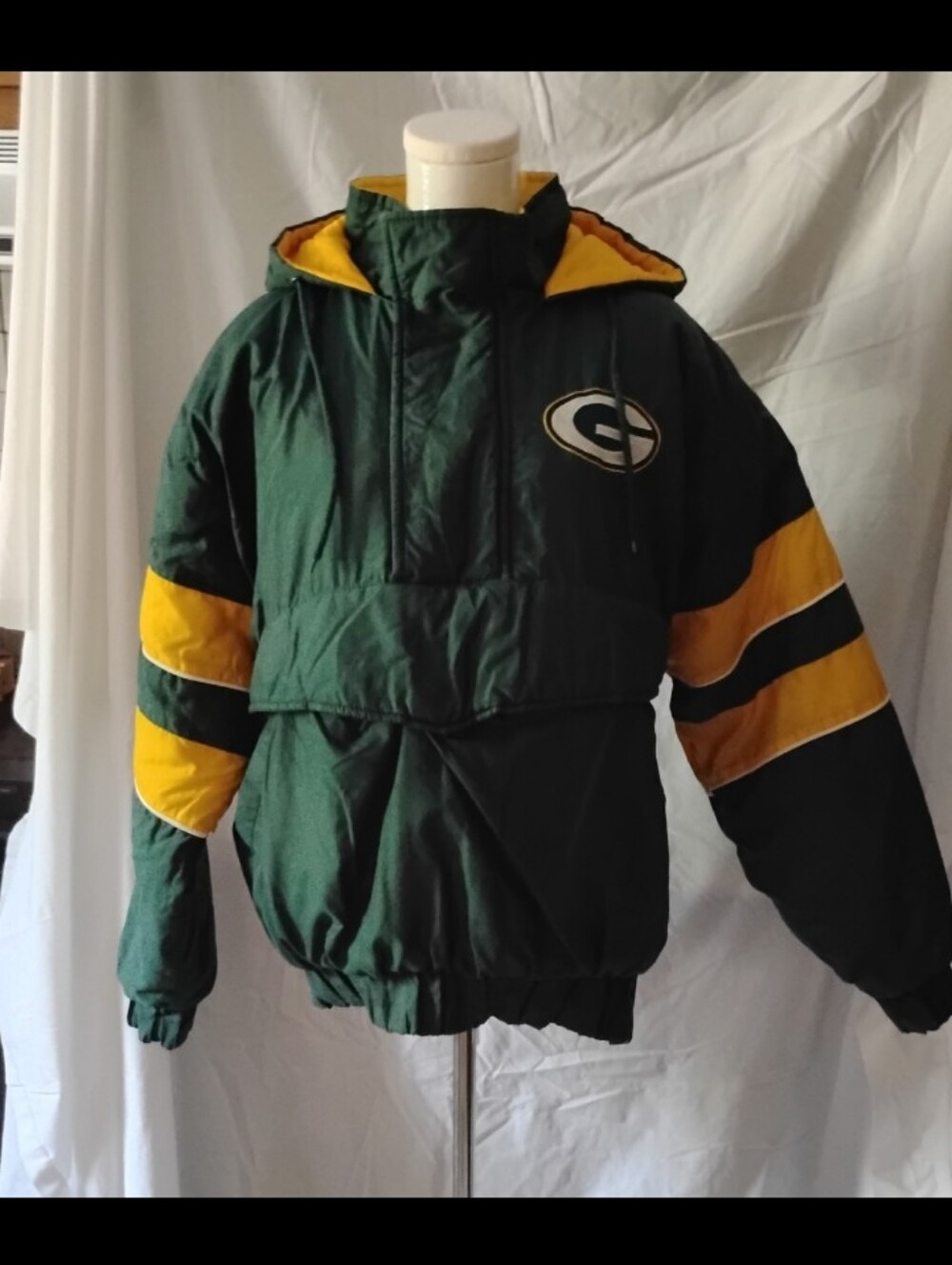 1990's Vintage Game Day Logo 7 Green Bay Packers Pullover Jacket - Size M/M/M